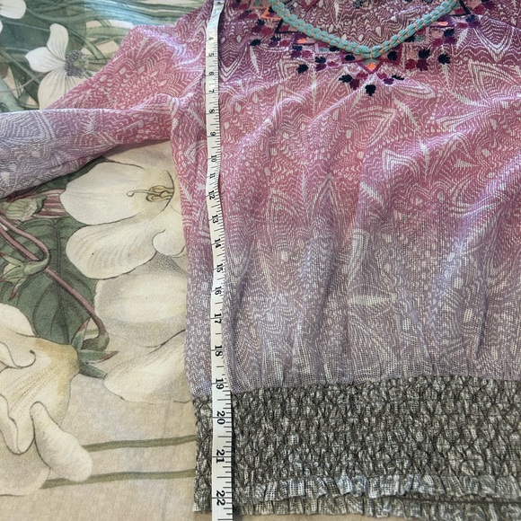 Anthropologie AKEMI + KIN Ombré 3/4 Sleeve Bohemian top Size XS - Picture 4 of 8